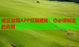 暗区禁网APP权限揭秘：你必须知道的真相