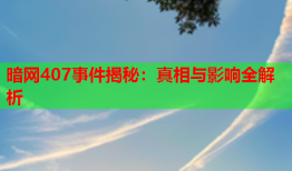 暗网407事件揭秘：真相与影响全解析